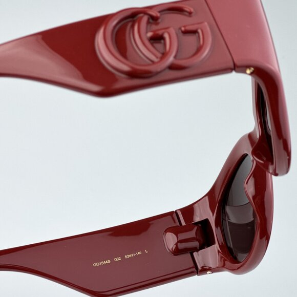 Gucci GG1544S 002 BRAND NEW Sunglasses Burgundy Brown Unisex Oval - Picture 10 of 11